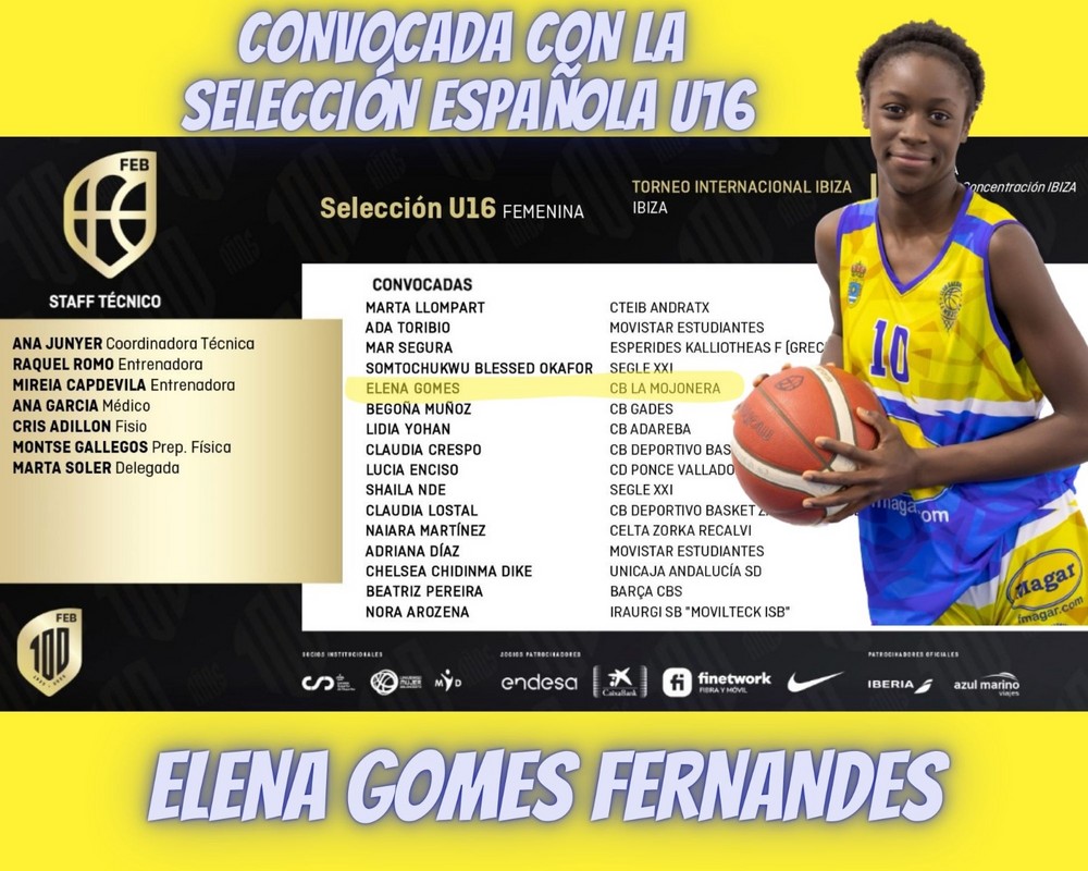 La jugadora del Club Baloncesto La Mojonera Elena Gomes convocada por la selección española de baloncesto