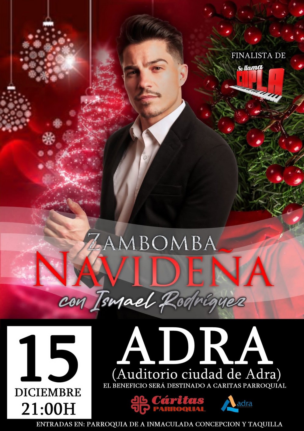 Ismael Rodríguez, finalista de ‘Se Llama Copla’, llega a Adra para la Zambomba Navideña