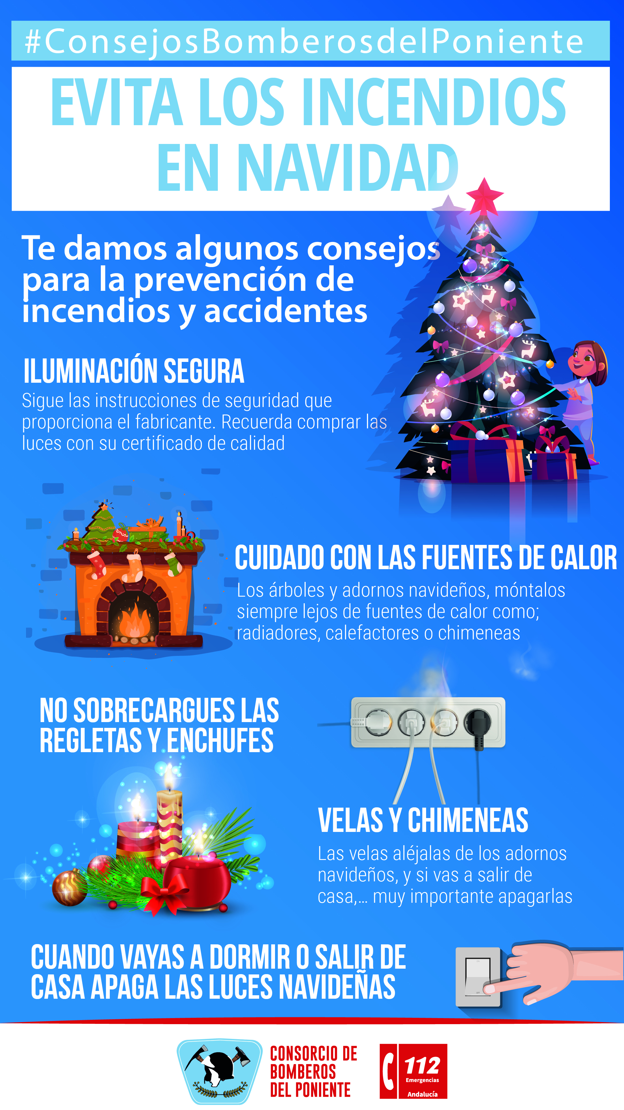 Los Bomberos del Poniente recomiendan cómo evitar incendios durante las Fiestas Navideñas