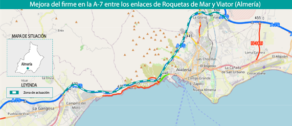 Transportes formaliza por más de 490.000 euros un contrato para la mejora del firme de la A-7 entre los enlaces de Roquetas y Viator