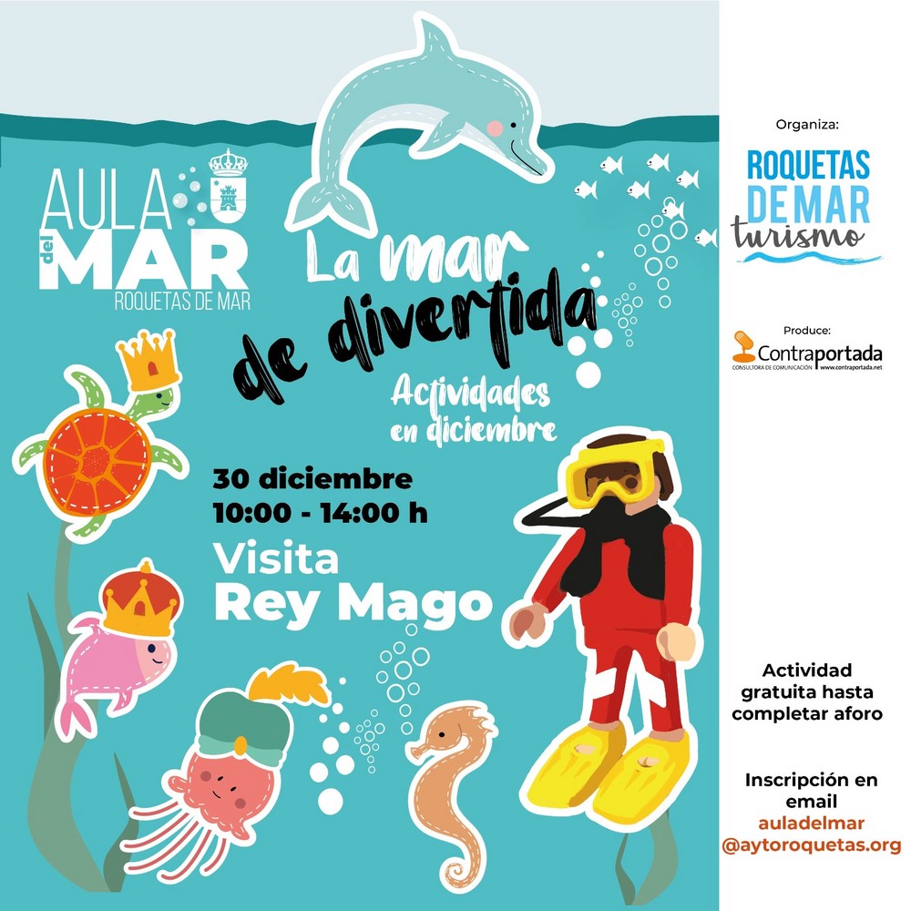 El Rey Mago Gaspar recibirá a los niños y niñas de Roquetas en el Aula del Mar el próximo sábado