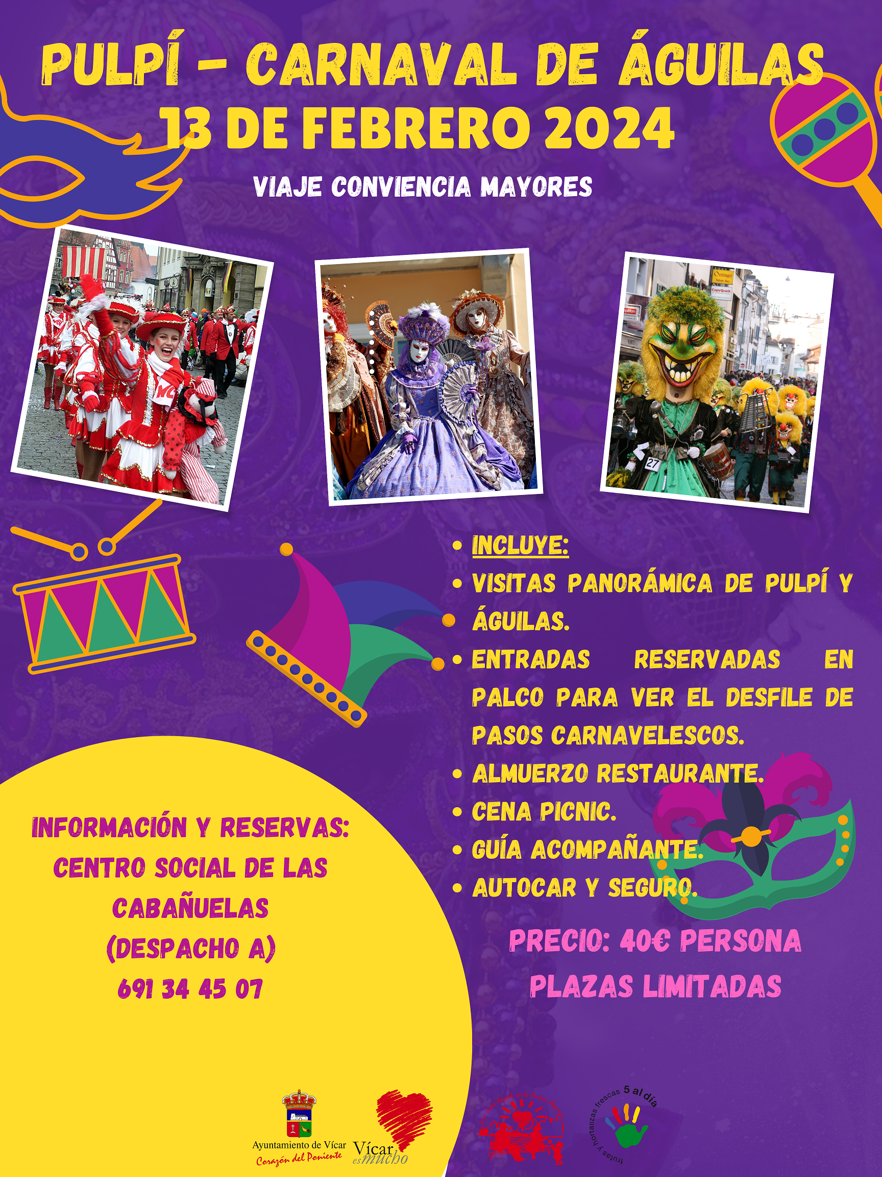 Los mayores de Vícar visitarán Pulpí y el Carnaval de Águilas