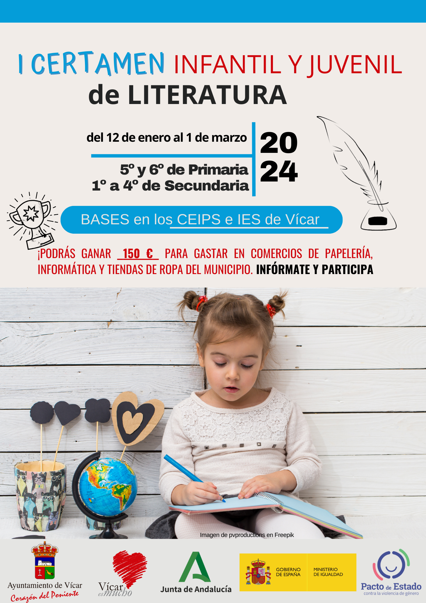 El Ayuntamiento de Vícar convoca el I Certamen Infantil y Juvenil de Literatura