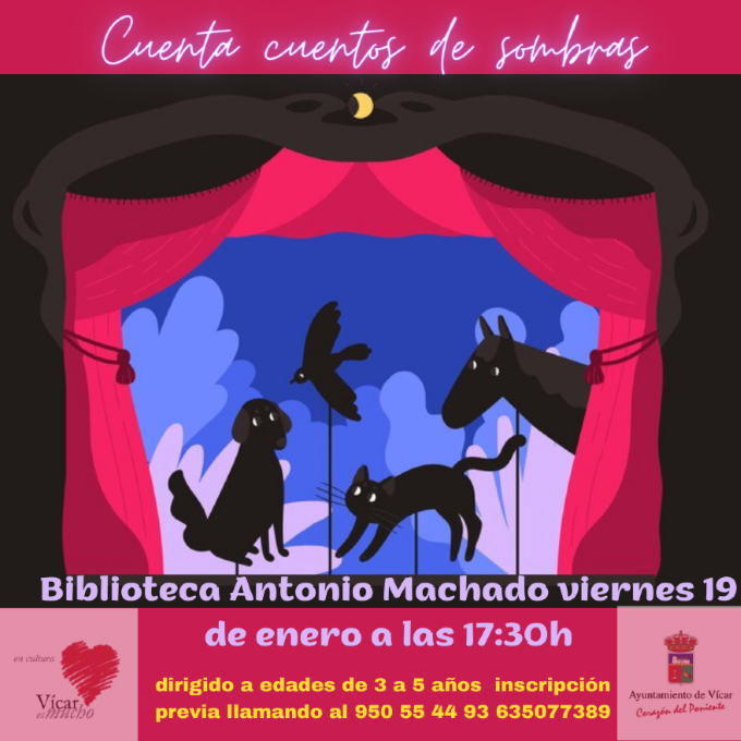 La Biblioteca Municipal 'Antonio Machado' se abre este viernes a los más pequeños con un espectáculo de Cuenta Cuentos de Sombras