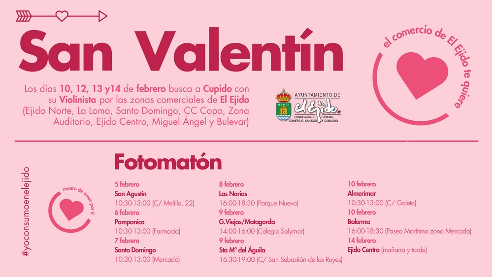 ‘El comercio de El Ejido te quiere’, una campaña municipal para dinamizar las compras en El Ejido y sus núcleos por San Valentín