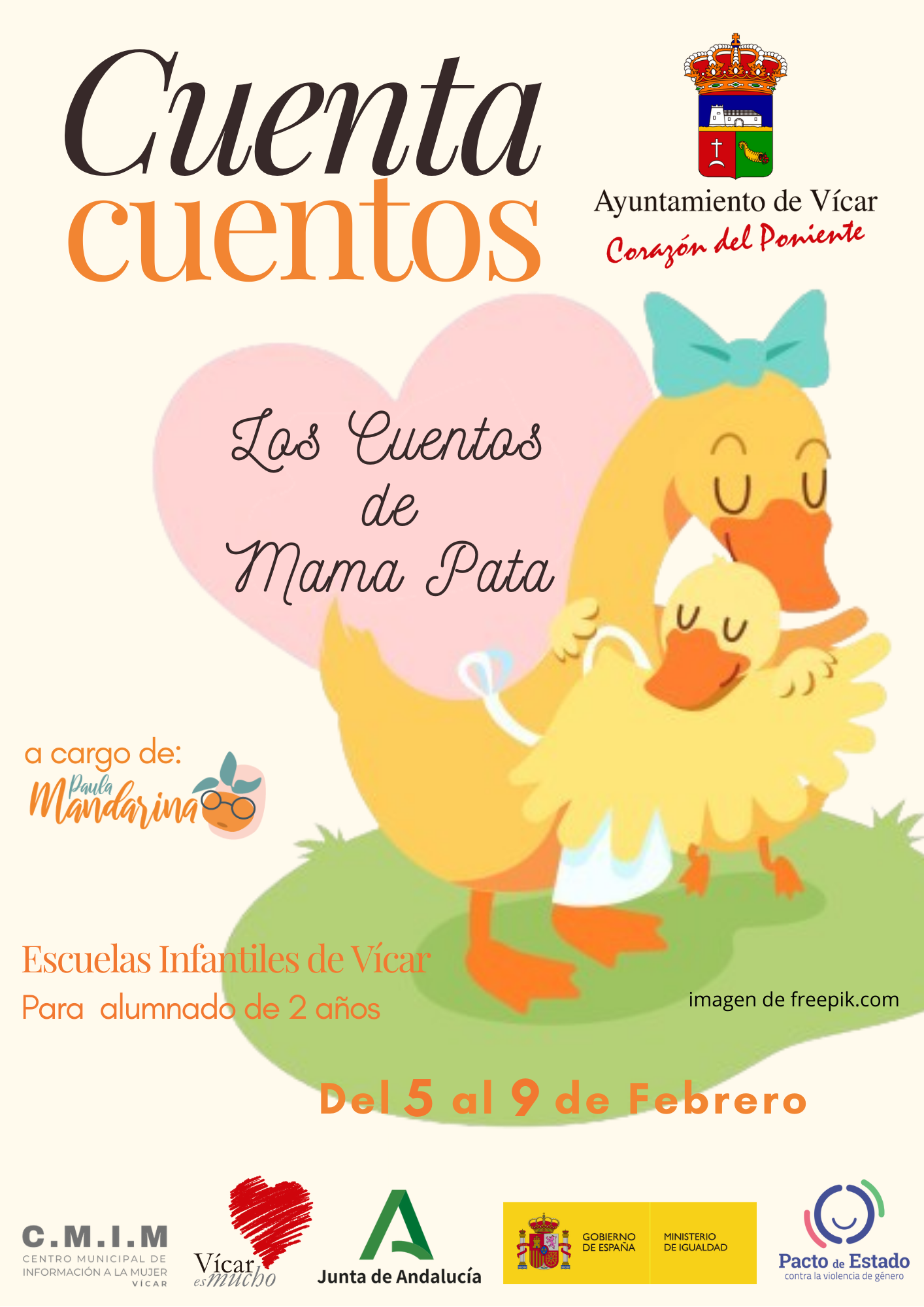 Los cuentacuentos de Paula Mandarina recorrerán las escuelas infantiles de Vícar la próxima semana