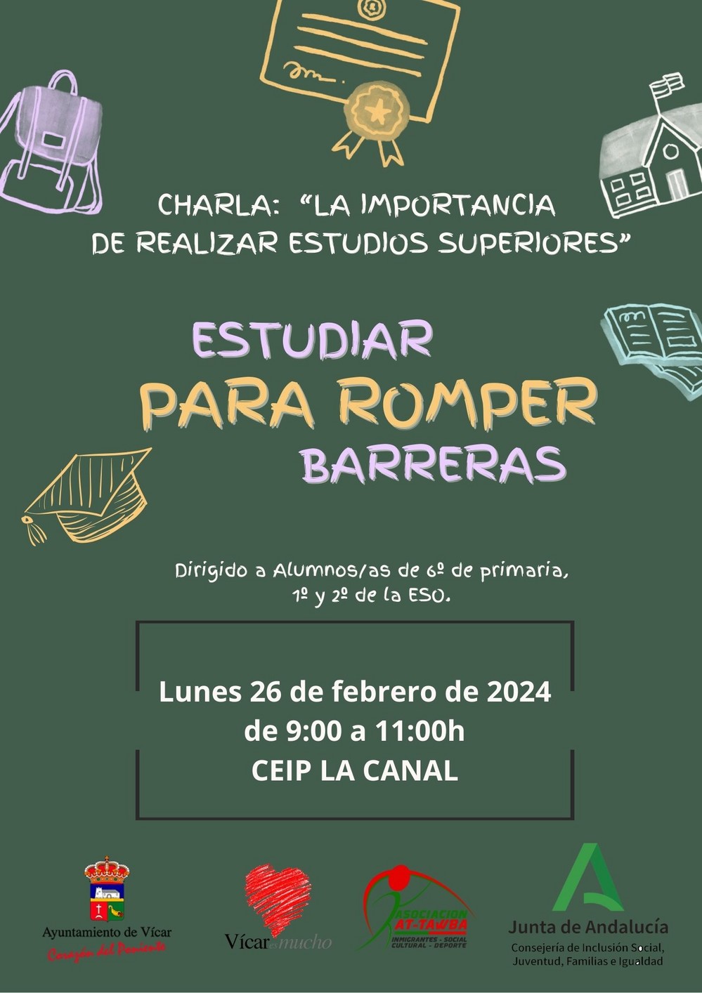 La charla 'Estudiar para romper barreras' conciencia a los alumnos de La Canal sobre los beneficios de cursar estudios superiores