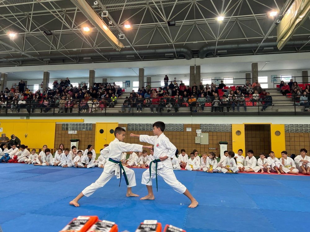 Graduación de los karatecas del club Scorpio Kárate en el Pabellón de Deportes de Balerma