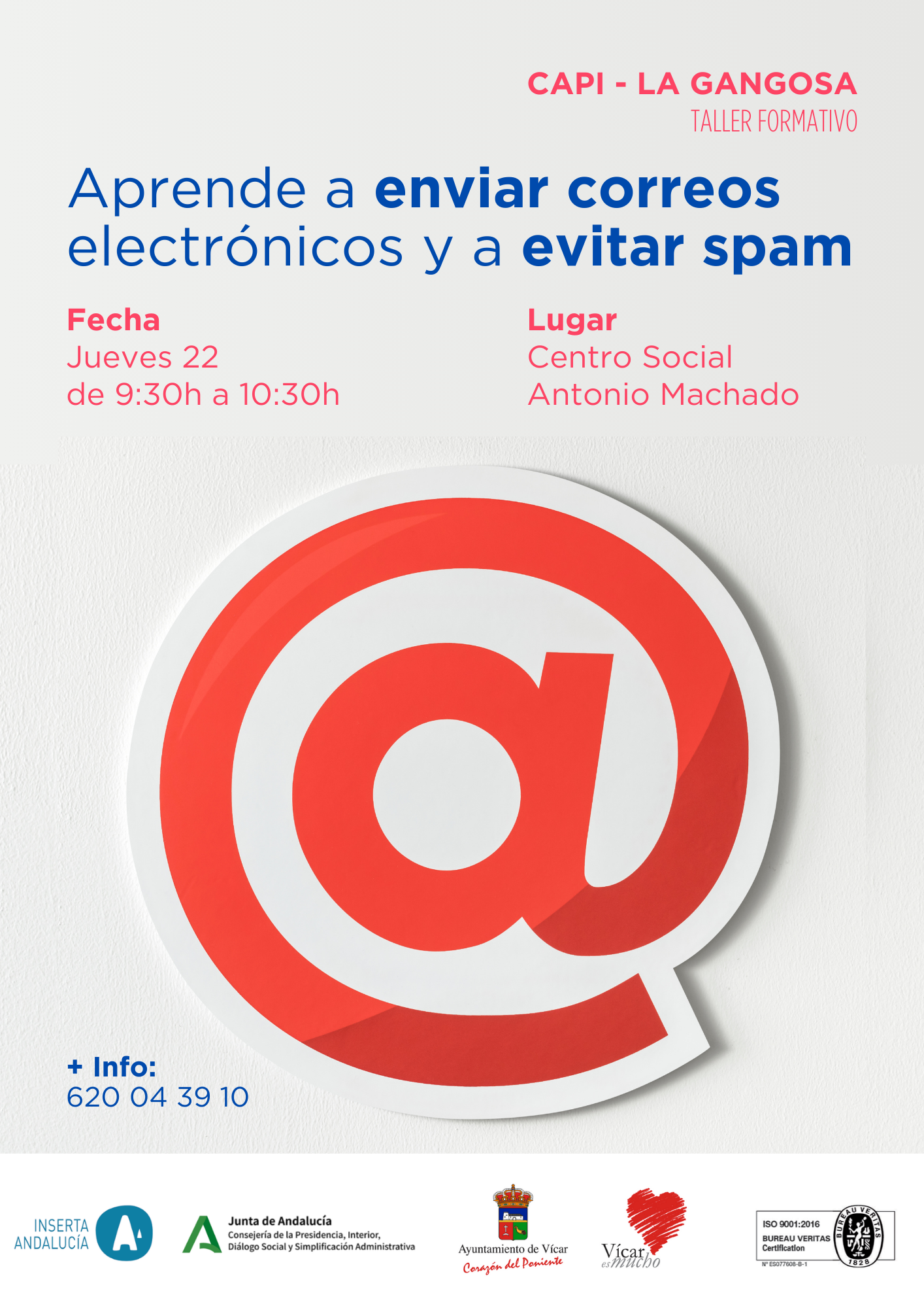 Inserta Andalucía enseñará a los mayores de Vícar a enviar emails e identificar el spam