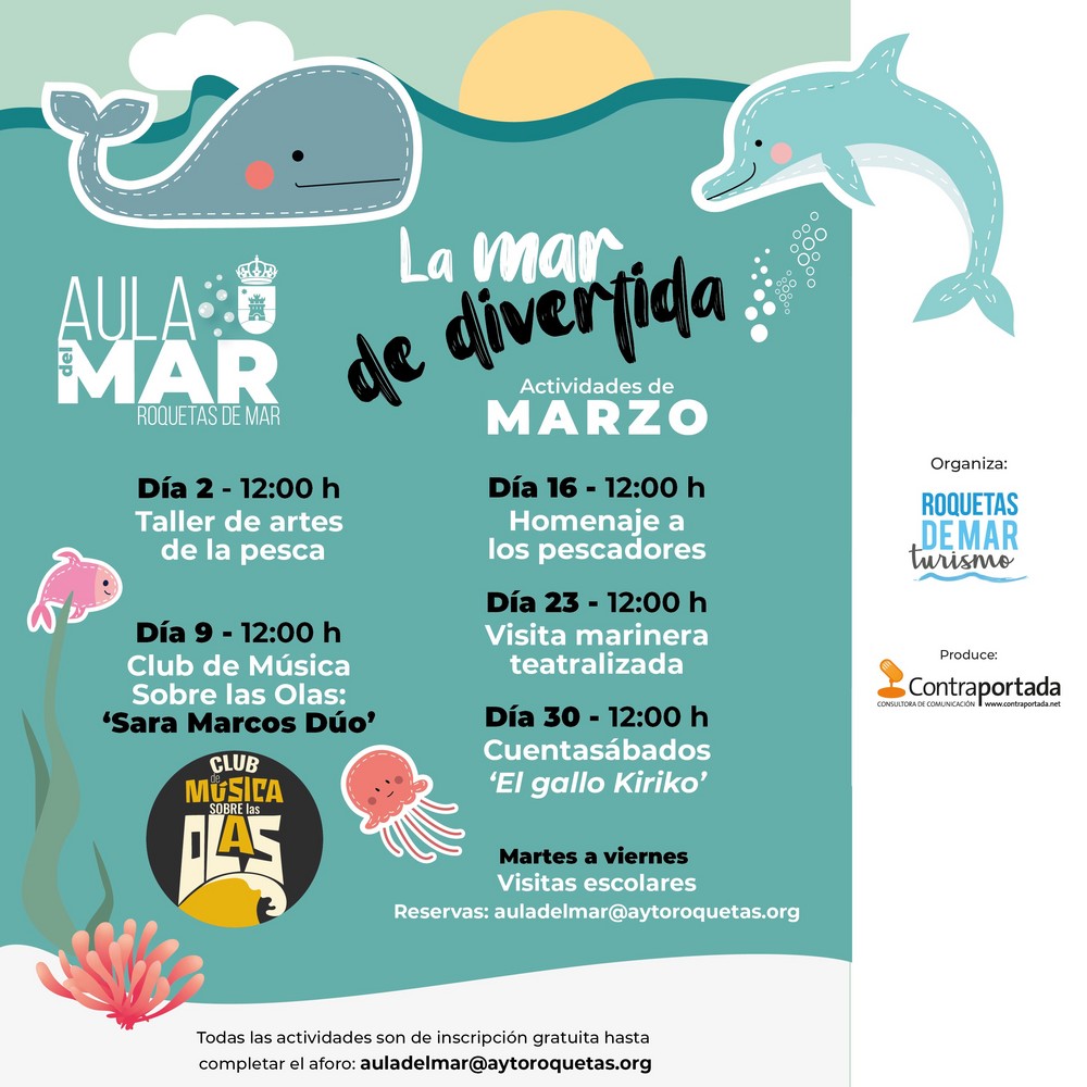 Taller sobre artes de la pesca, homenaje a los pescadores, cuentacuentos, visita teatralizada y música, para marzo en el Aula del Mar