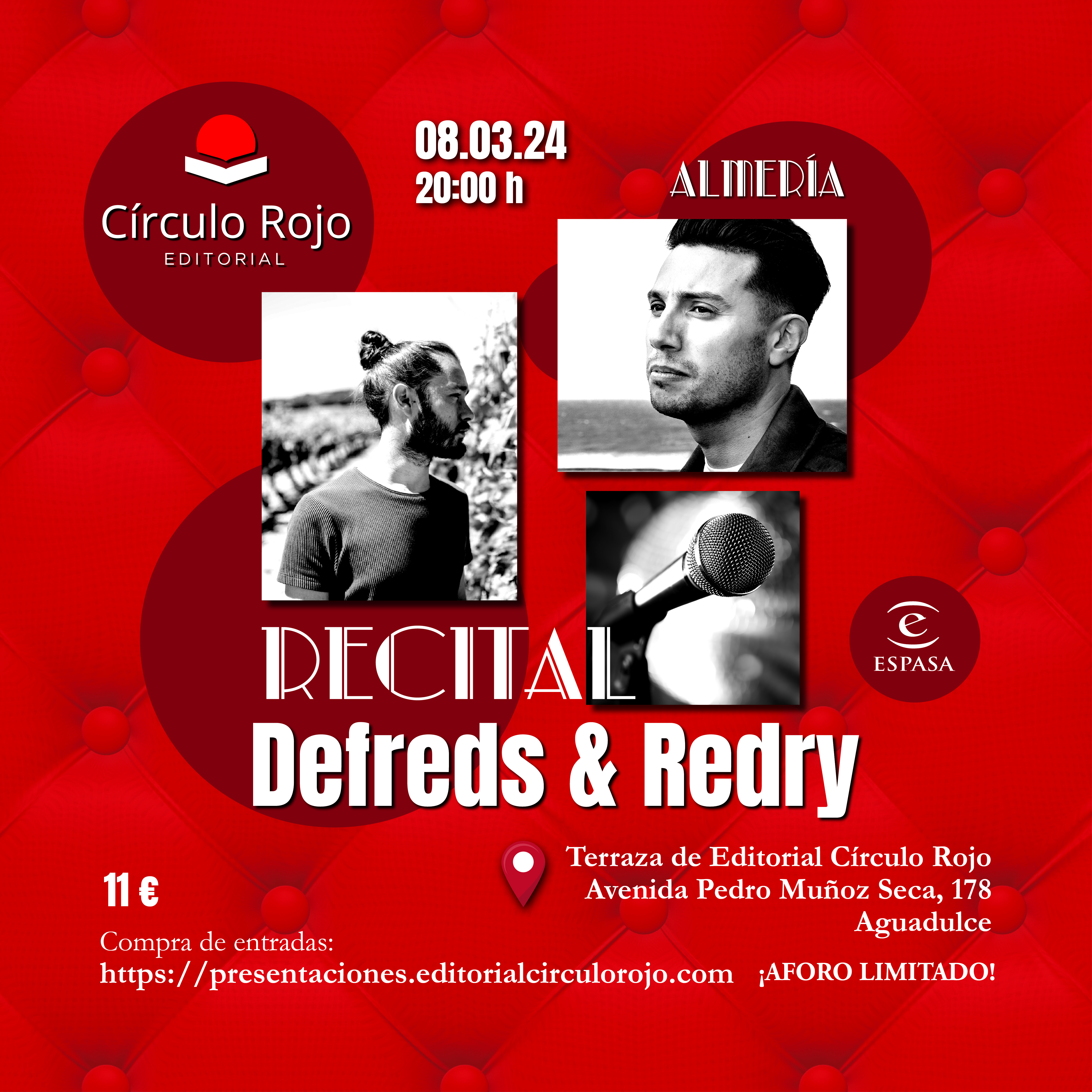 Últimas entradas para el recital de Defreds y Redry en la Terraza de Círculo Rojo