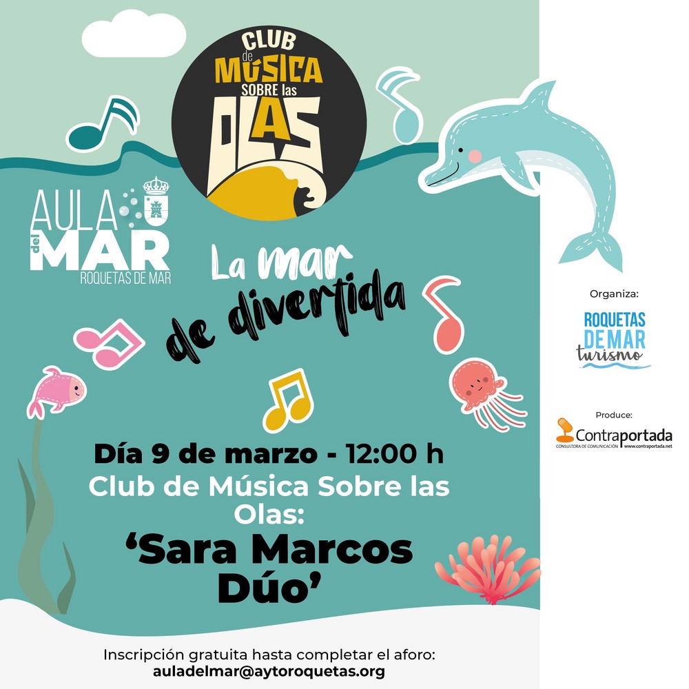 El Aula del Mar de Roquetas ofrece un concierto familiar gratuito el 9 de marzo con ‘Sara Marcos Dúo’