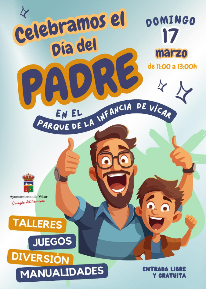 El Parque de la Infancia de Vícar celebrará el Día del Padre con talleres gratuitos y juegos