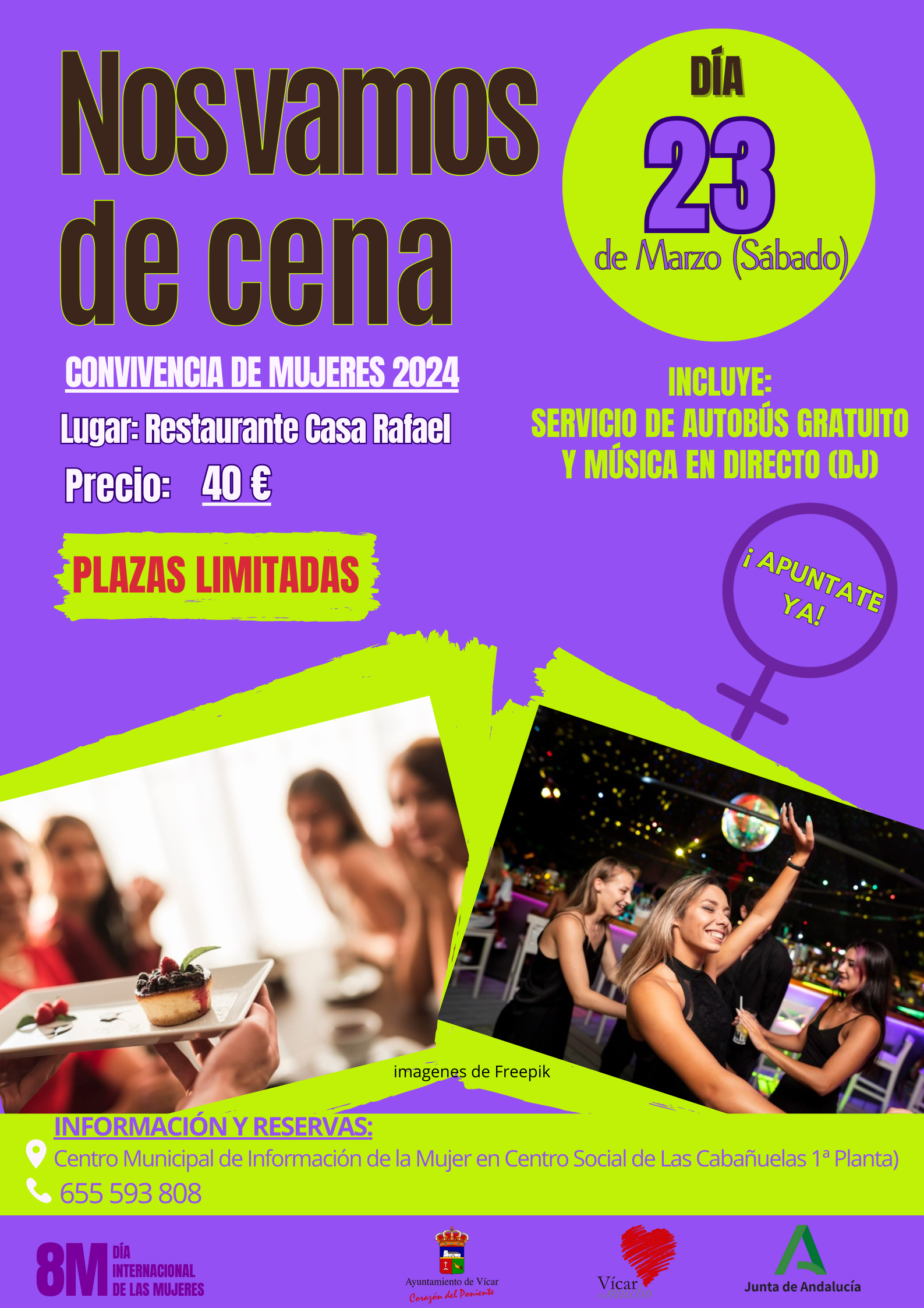 Medio centenar de mujeres de Vícar se han inscrito ya en la Cena de Convivencia de Mujeres y el viaje cultural a Córdoba