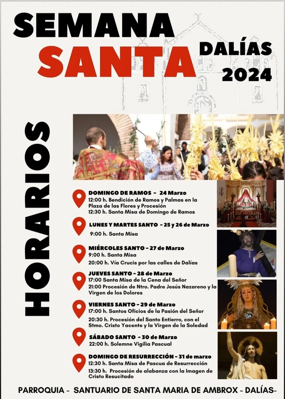 Eucaristía, Vía Mátrix, Bendición de Ramos, Palmas y Procesión en Dalías
