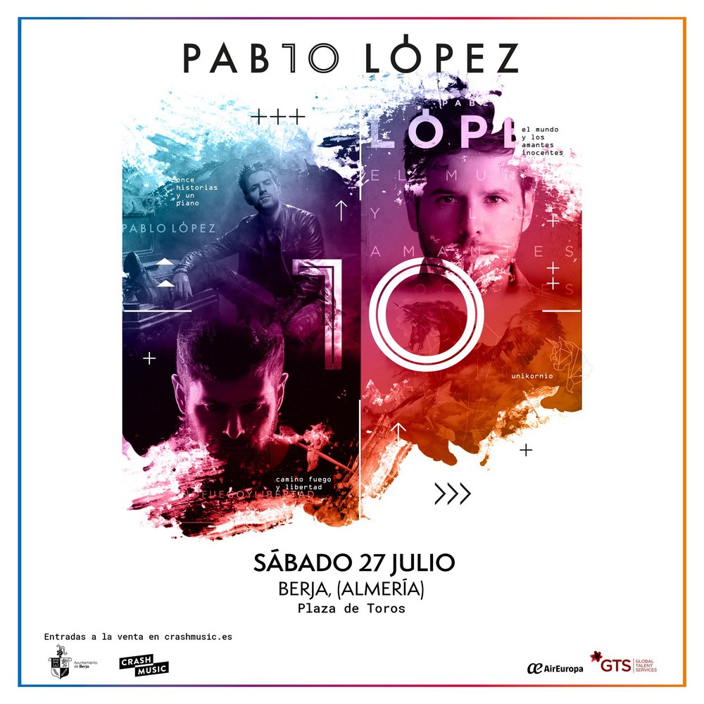 Pablo López actuará en la Plaza de Toros de Berja el 27 julio