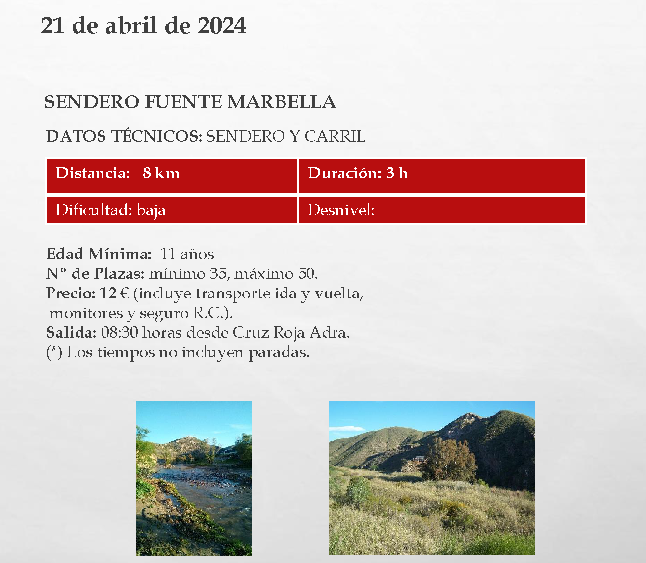 Continúa la programación de ‘Adra en la Senda’ con el sendero Fuente Marbella el 21 de abril