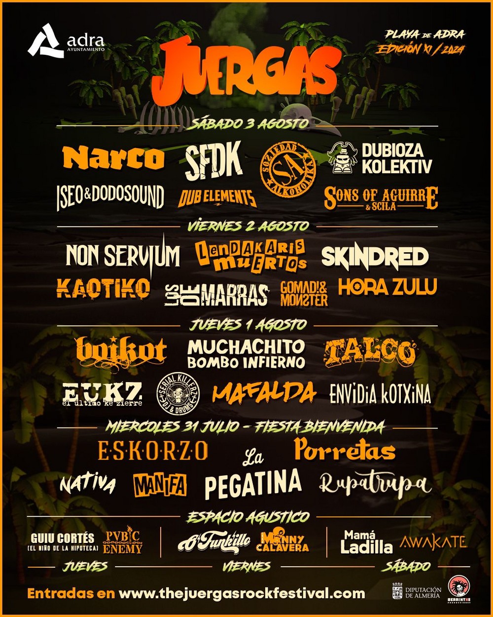 The Juergas Rock desvela la distribución por días del cartel para su undécima edición