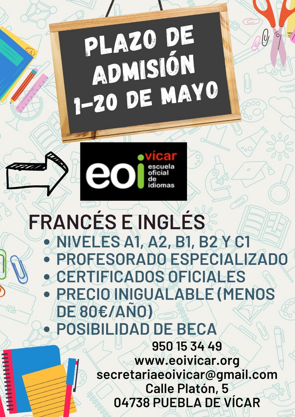 Abierto el plazo de inscripción de nuevos alumnos en la Escuela Oficial de Idiomas de Vícar