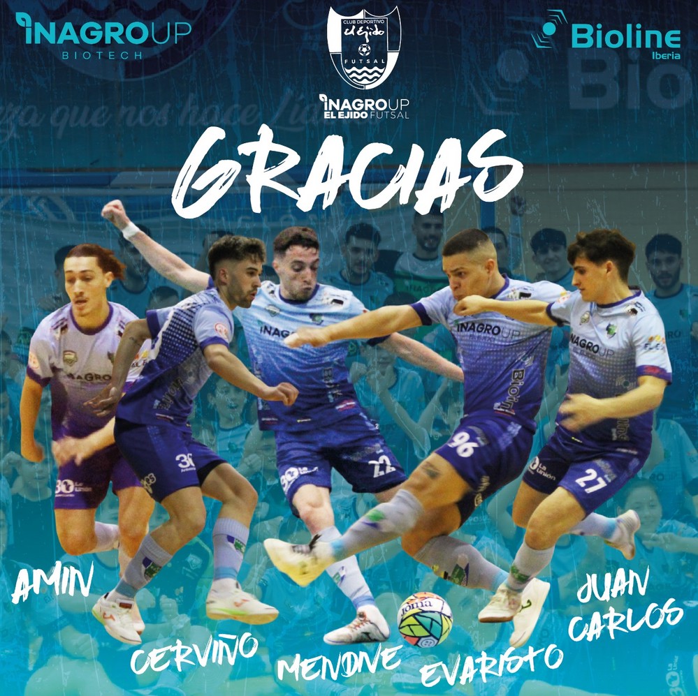 Cinco jugadores del CD El Ejido Futsal terminan su cesión con el equipo celeste
