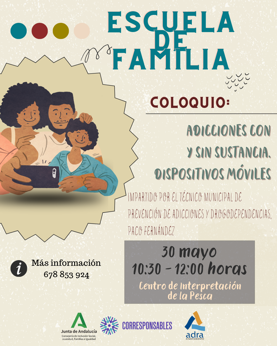 Adra celebra el 30 de mayo el coloquio 'Adicciones con y sin sustancia. Dispositivos móviles'