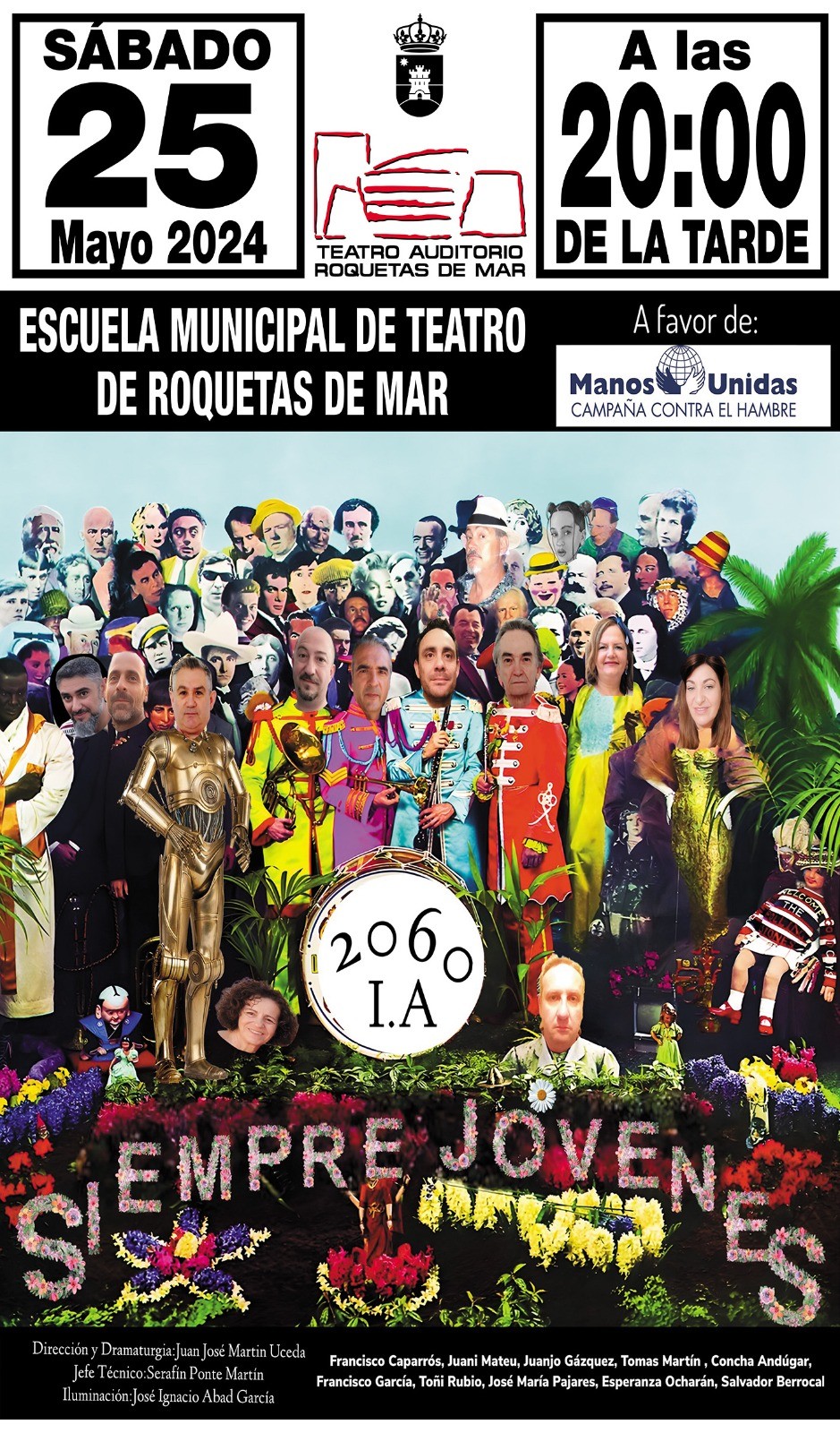 La Escuela Municipal de Teatro de Roquetas pone en es-cena este sábado la obra ‘IA-2060. Siempre jóvenes’