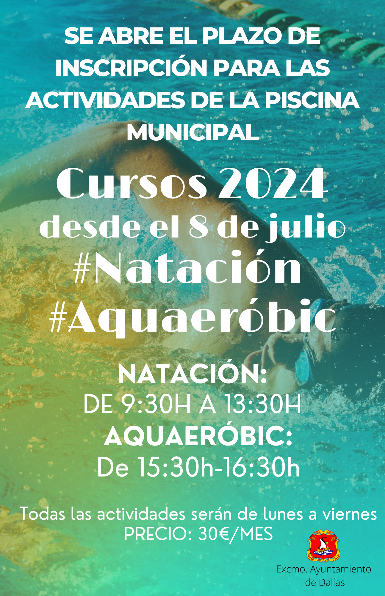 El Ayuntamiento de Dalías anuncia la apertura de la piscina y el inicio de los cursos de verano