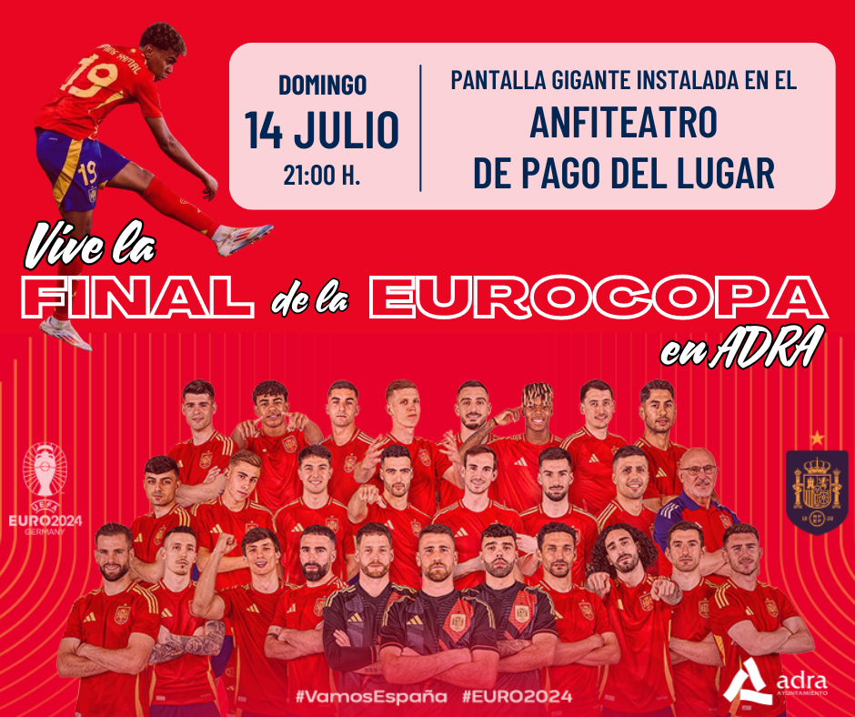 El Ayuntamiento de Adra instalará una pantalla gigante en Pago del Lugar para retransmitir la Final de la Eurocopa