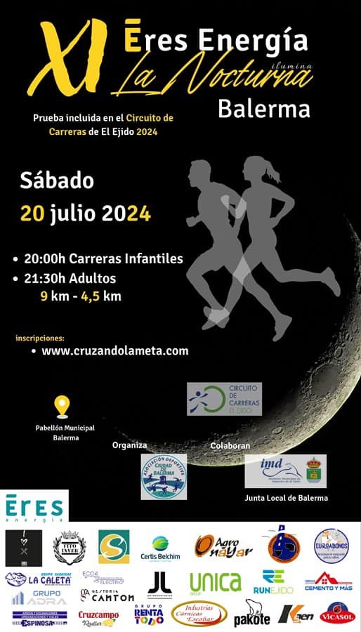 Ya están abiertas las inscripciones para la XI Carrera Nocturna de Balerma que se celebrará el próximo 20 de julio