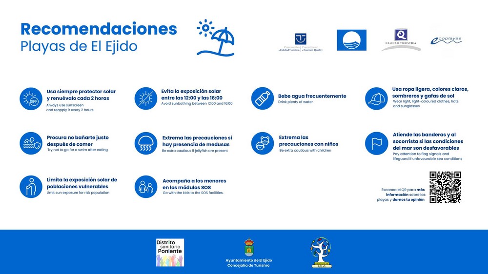 Ayuntamiento de El Ejido y Distrito Sanitario Poniente conciencian sobre la importancia de la prevención solar con la campaña ‘Cuídate en la playa’