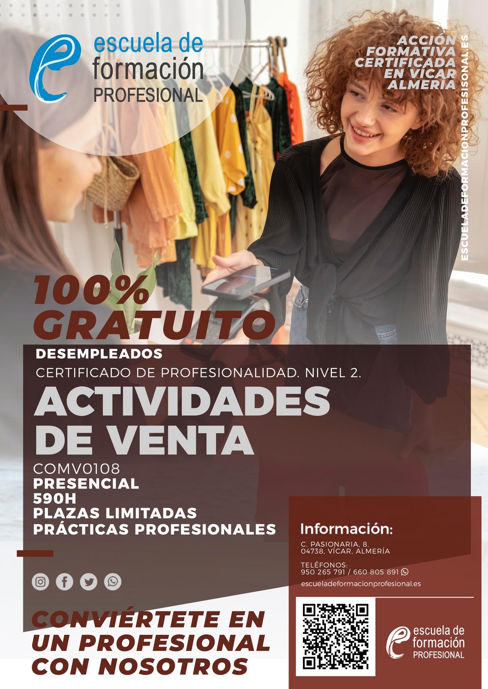 La Escuela de Formación Profesional ofrece nuevos cursos de certificado de profesionalidad en Vícar