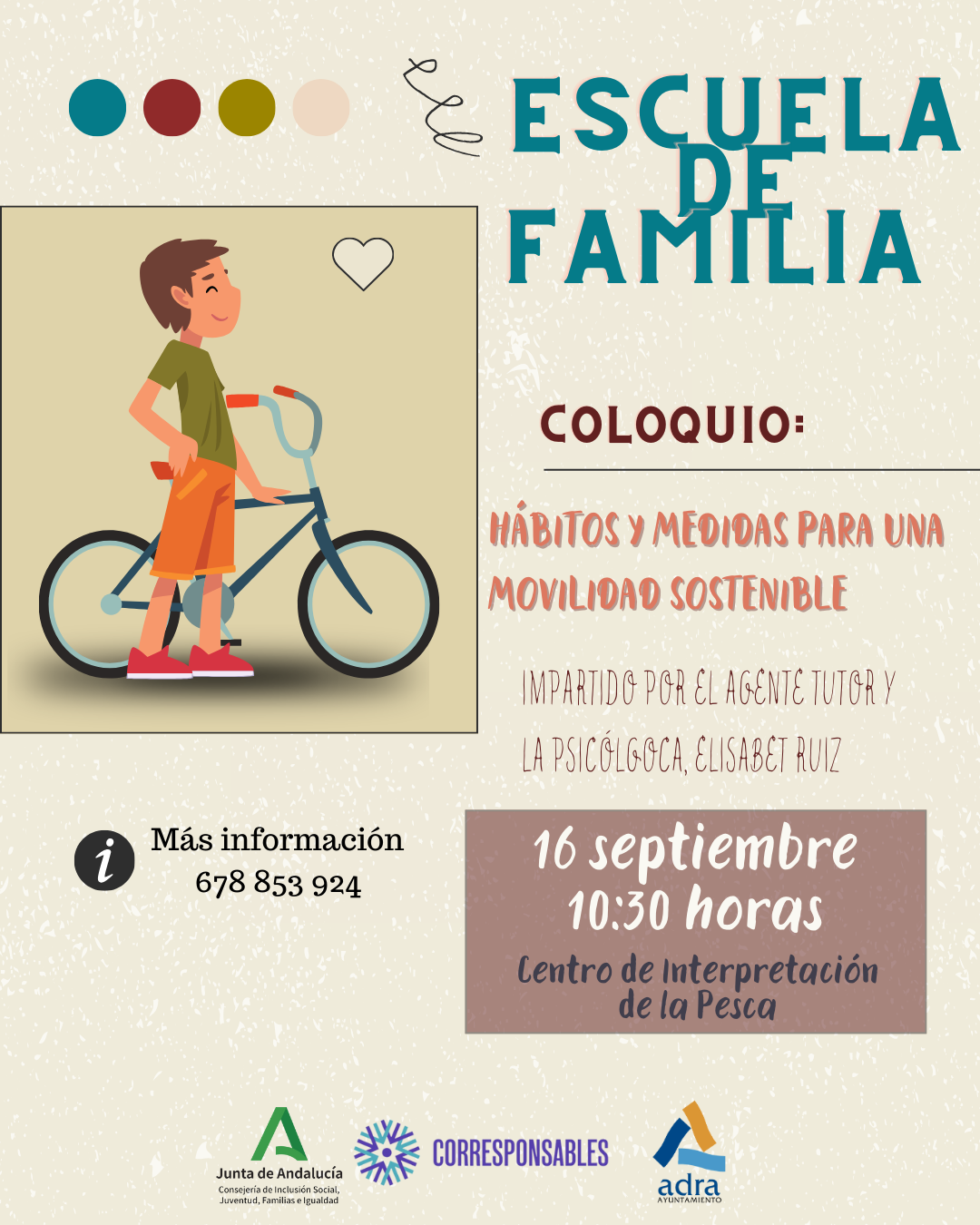La Escuela de Familia de Adra celebra el próximo lunes el coloquio 'Hábitos y medidas para una movilidad sostenible’