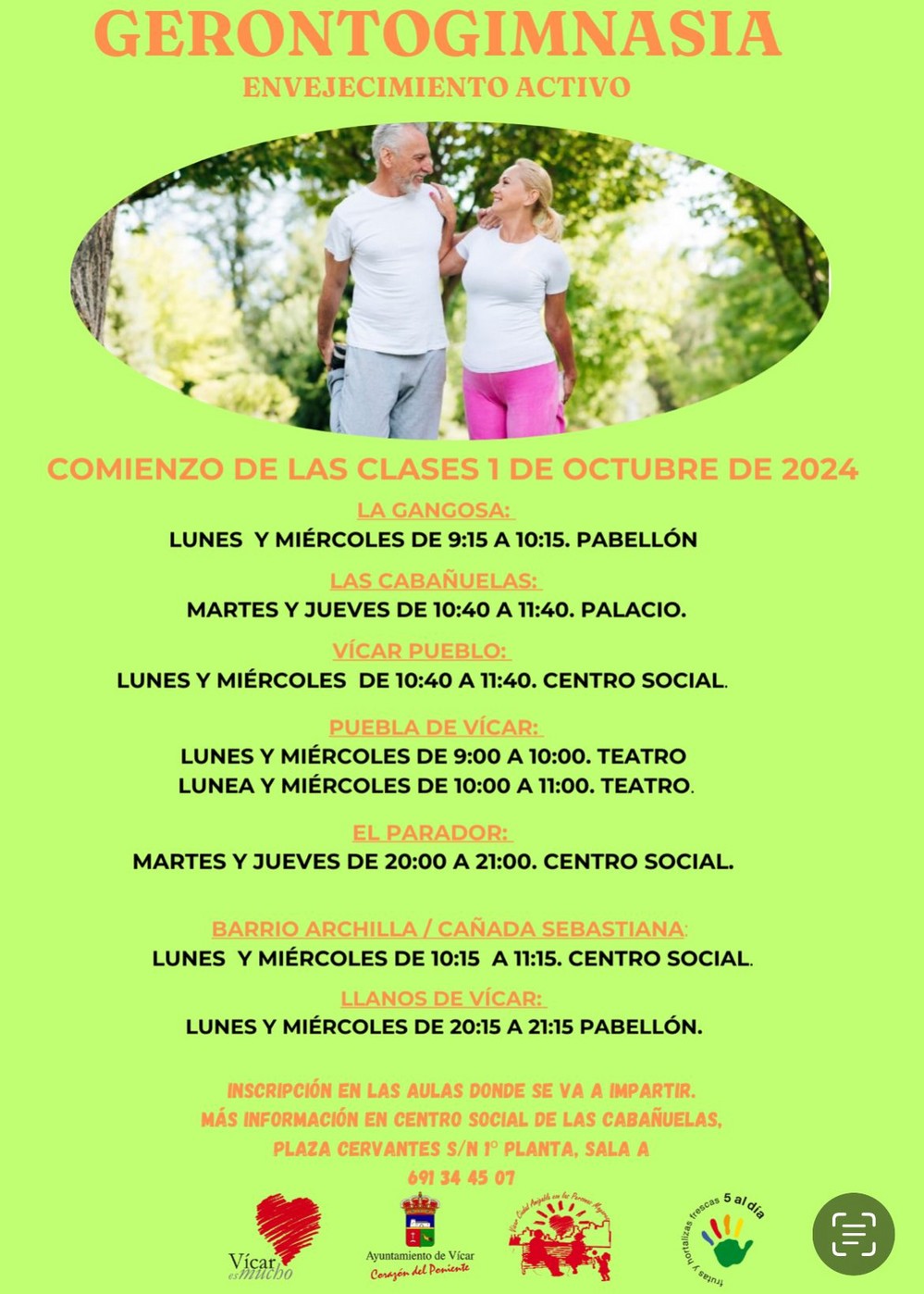 Los talleres de gerontogimnasia en Vícar reanudan su actividad tras las vacaciones de verano