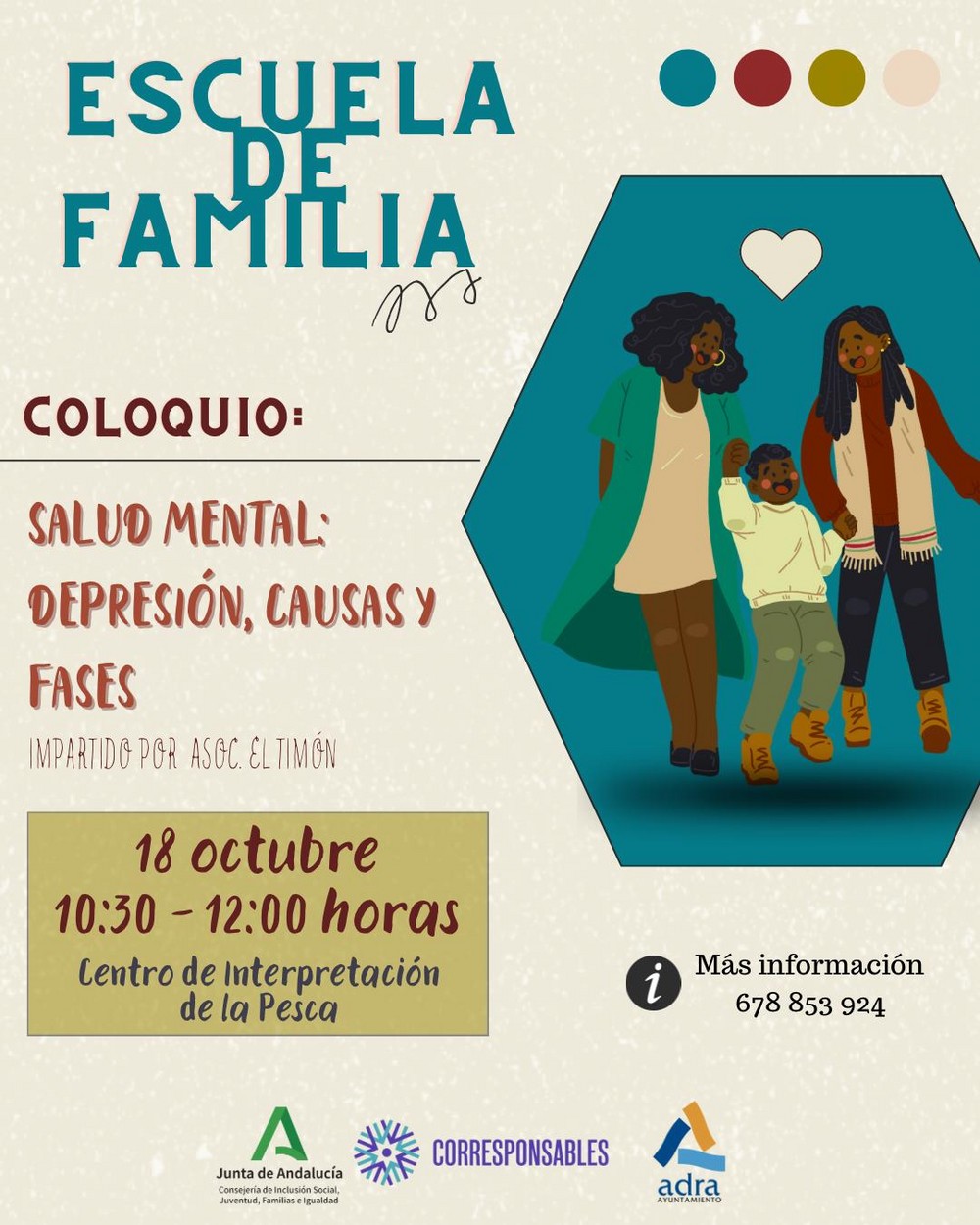La Escuela de Familia de Adra celebra el viernes el coloquio 'Salud Mental: Depresión, causas y fases’