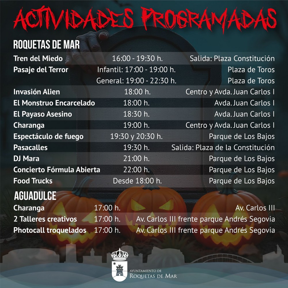 Roquetas de Mar vivirá la noche más terrorífica del año con una amplia programación de actividades