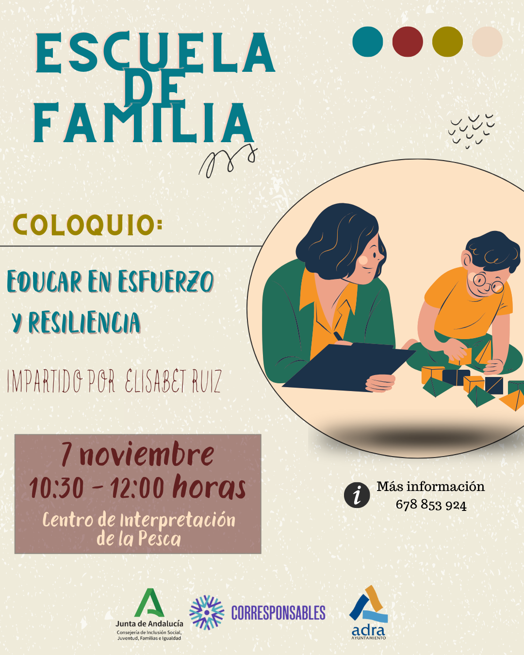 La Escuela de Familia de Adra celebra el jueves el coloquio 'Educar en esfuerzo y resiliencia’