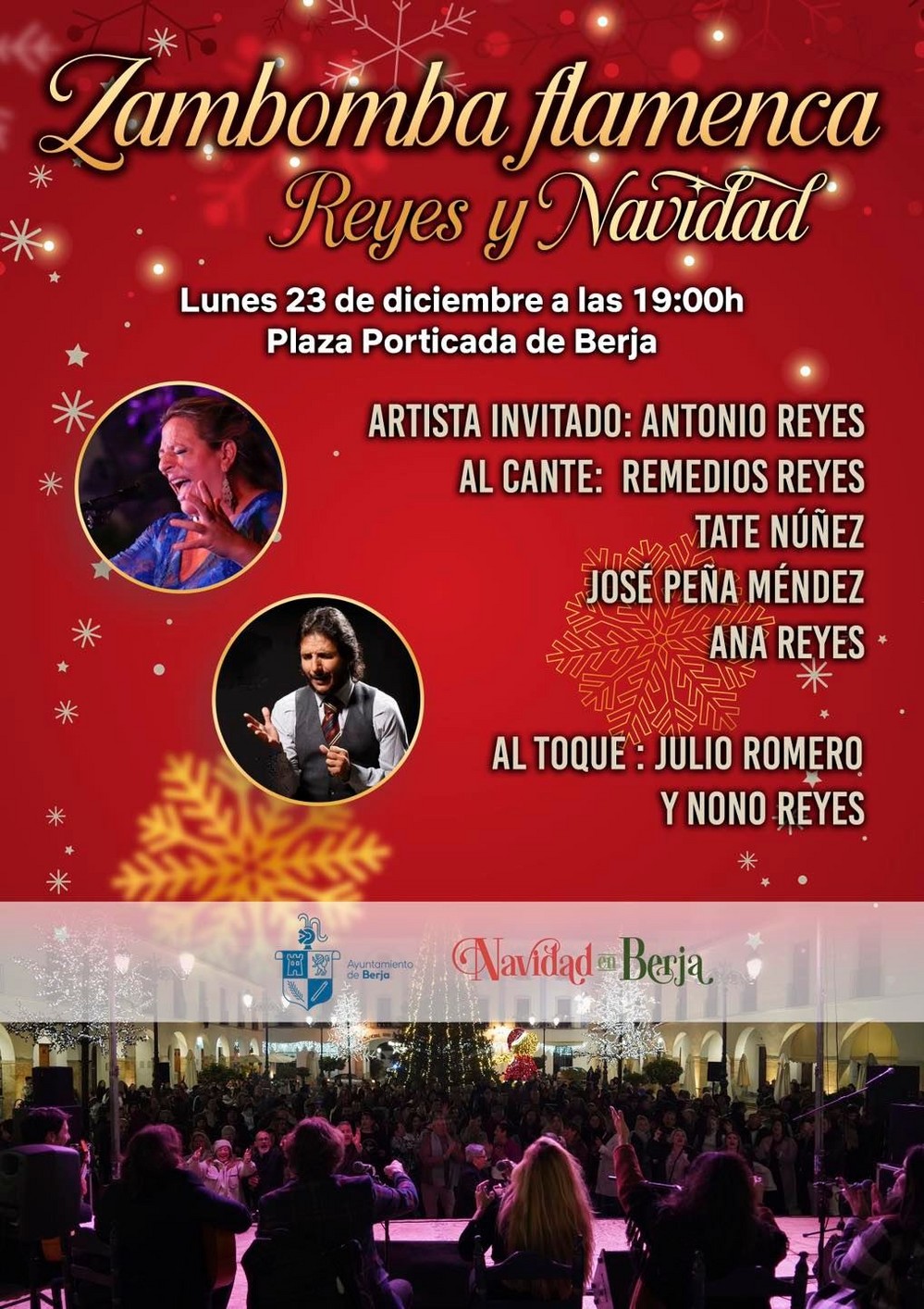 La Zambomba Flamenca 'Reyes y Navidad' iluminará la Plaza Porticada este lunes 23 de diciembre