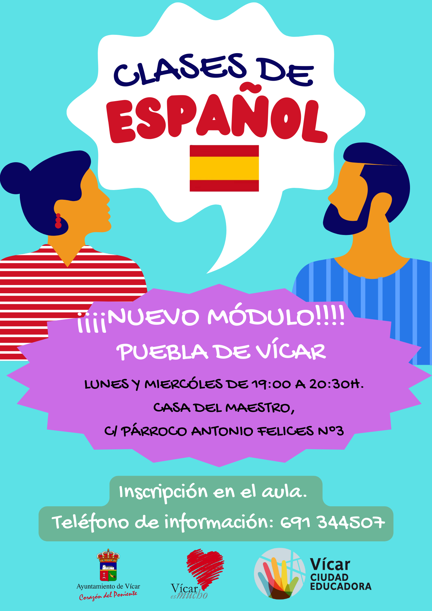 Los cursos de español para inmigrantes suman un nuevo módulo en Puebla de Vícar