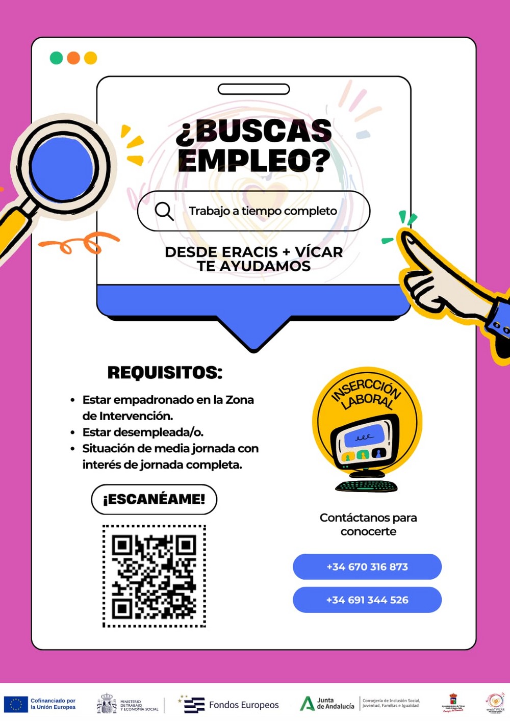 ERACIS+ Vícar lanza un proyecto de apoyo para la búsqueda de empleo