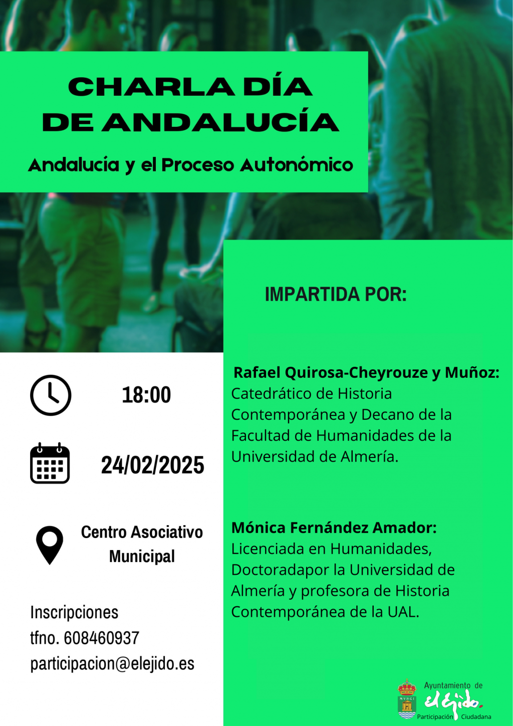 Asociaciones y colectivos de El Ejido disfrutarán de una charla sobre el Proceso Autonómico y un desayuno de convivencia con motivo del Día de Andalucía