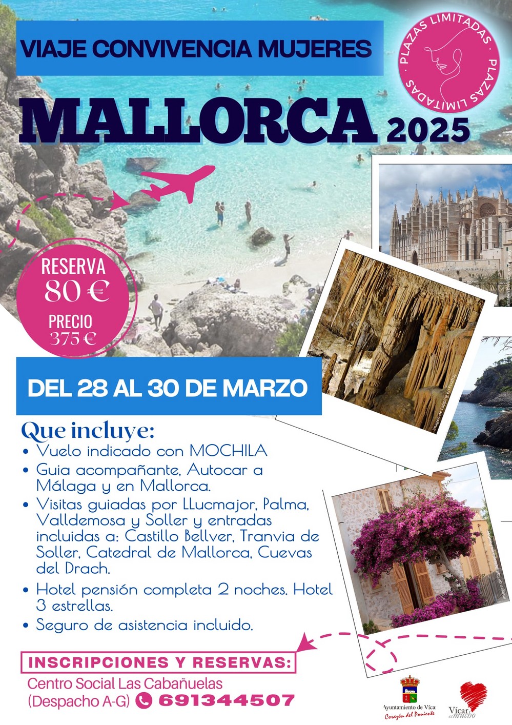 Últimas plazas para el Viaje de Convivencia de Mujeres de Vícar a Mallorca