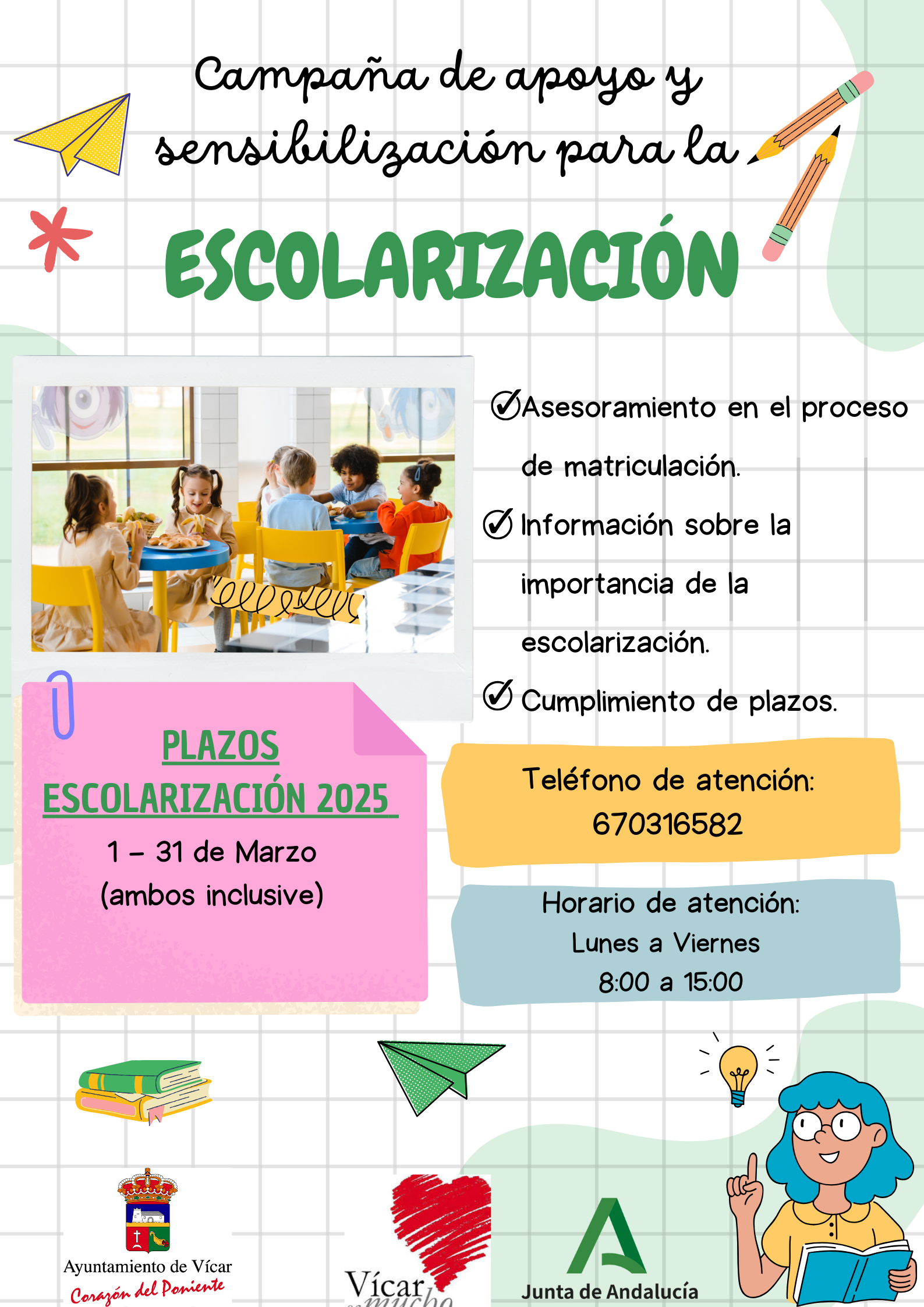 Servicios Sociales lanza una campaña de asesoramiento para la etapa de escolarización