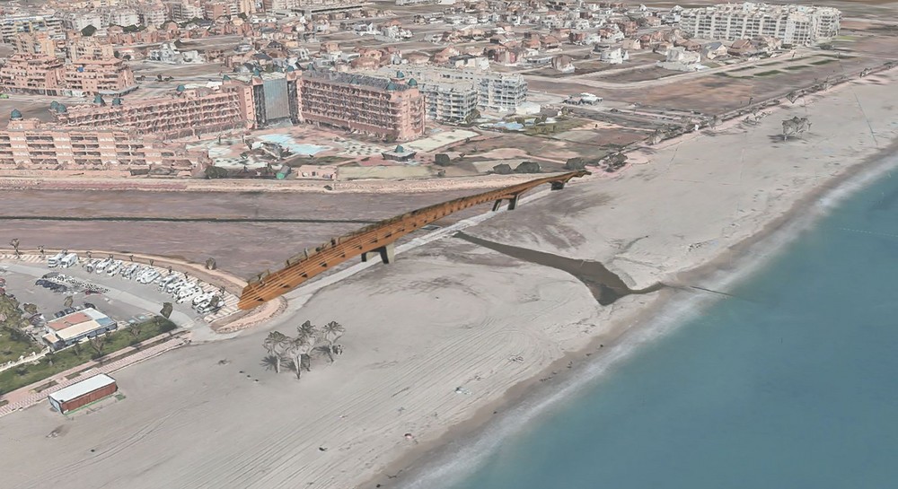 Roquetas de Mar adjudica la redacción del proyecto del puente peatonal que conectará el Paseo Marítimo en la desembocadura de la Rambla de El Cañuelo