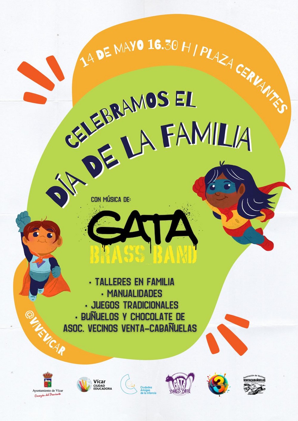 Vícar se suma a la celebración del Día Internacional de las Familias con talleres, juegos y la actuación de Gata Brass Band