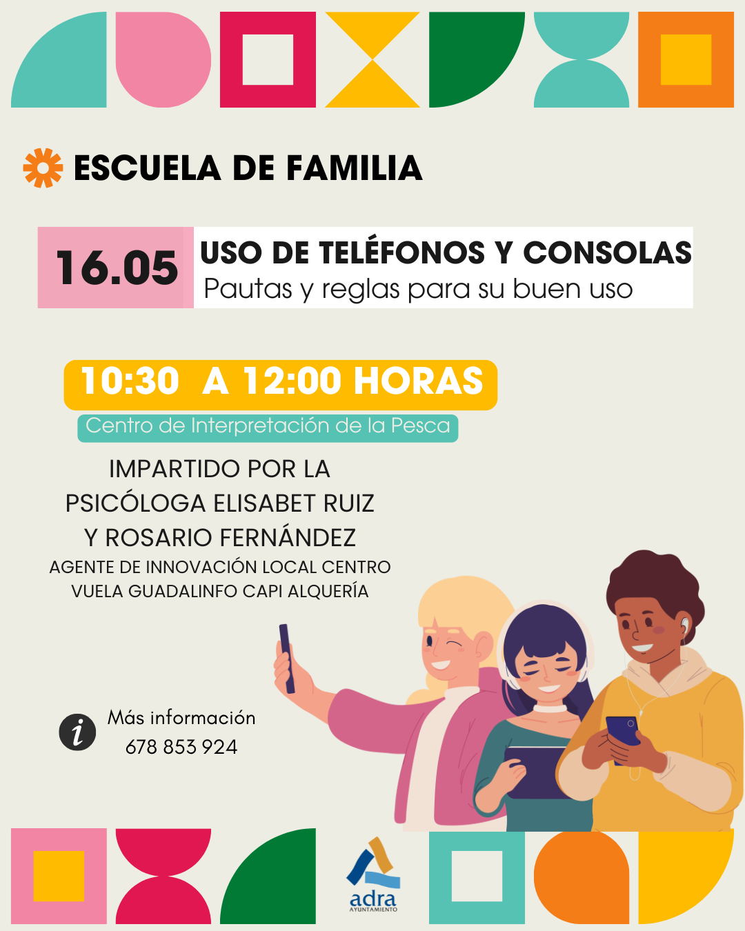 La Escuela de Familia de Adra informa a los padres sobre el buen uso de los móviles y las consolas