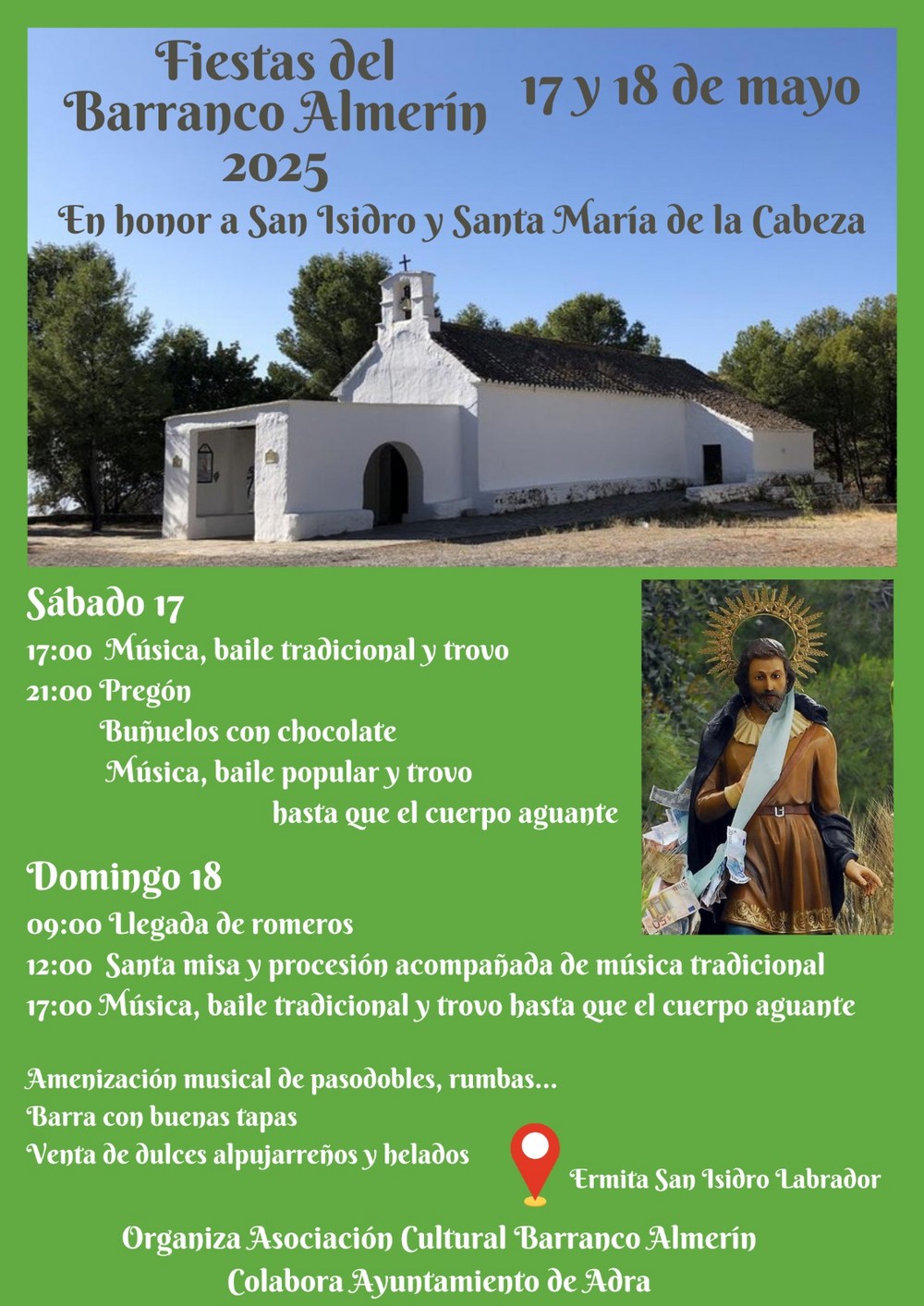 El Barranco Almerín celebra este fin de semana sus fiestas patronales en honor a San Isidro y Santa María de la Cabeza