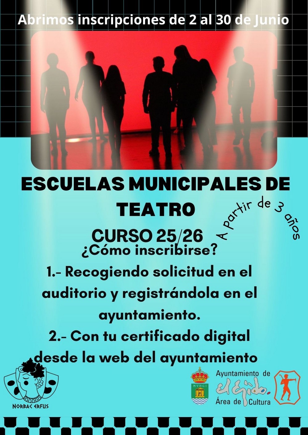 Abiertas las preinscripciones de las Escuelas Municipales de Teatro de El Ejido para el curso 2025/26