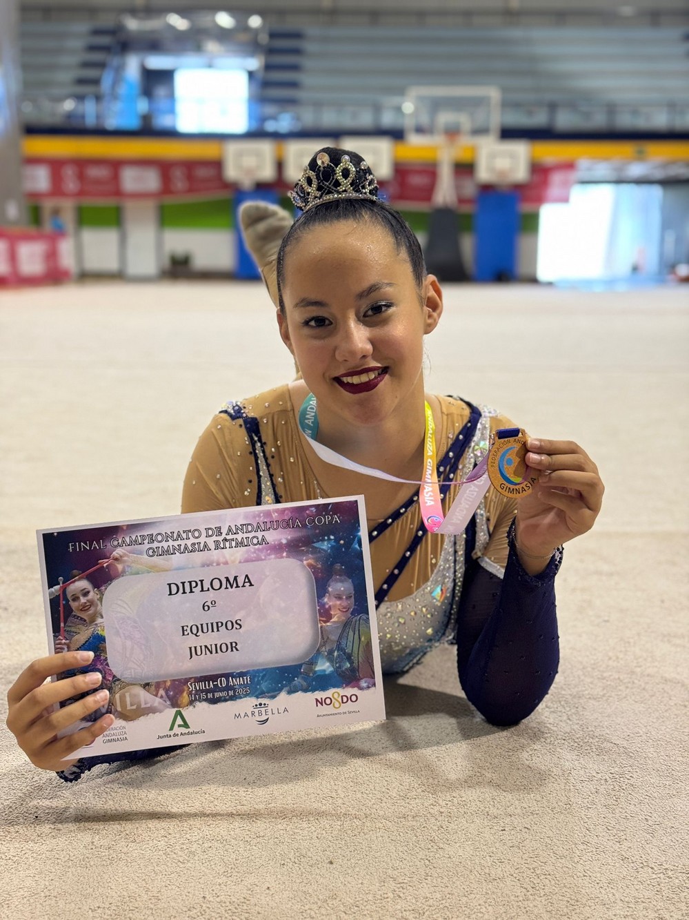 Nerea López, de Rítmica La Mojonera, tercera de Andalucía junior copa aro