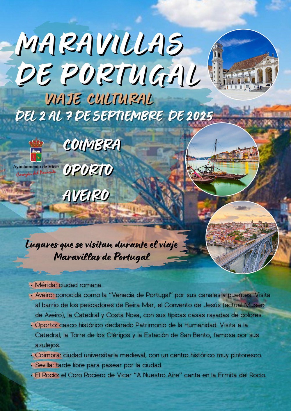 Las Maravillas de Portugal: próximo destino del viaje cultural del Ayuntamiento de Vícar