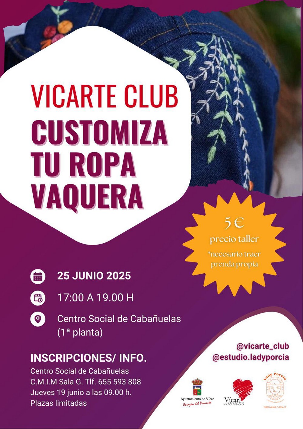 Un taller para customizar ropa vaquera, próxima propuesta del Vicarte Club